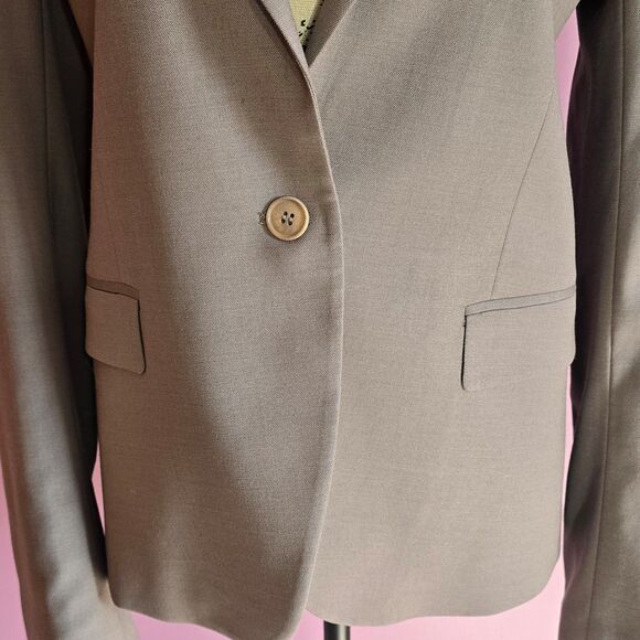 Theory neutral wool one button front blazer career staple Sz 6 - Picture 6 of 11